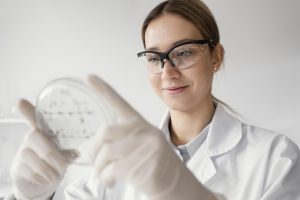 A scientist studying salicylic acid